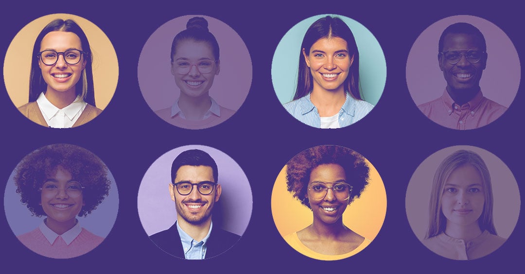 Headshots of applicants with some faded out to depict candidate screening.