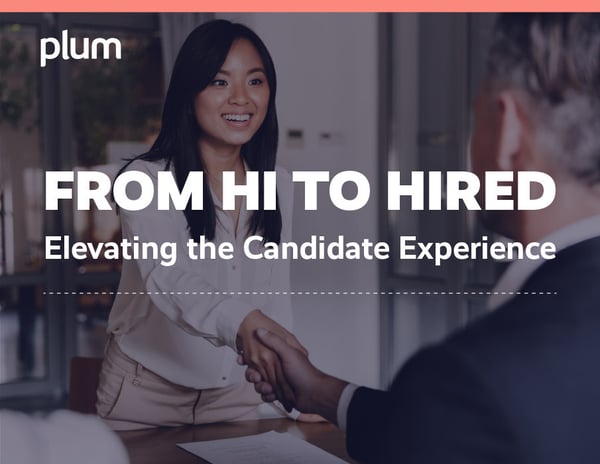 The cover graphic for the 'Hi to Hired' ebook by Plum.