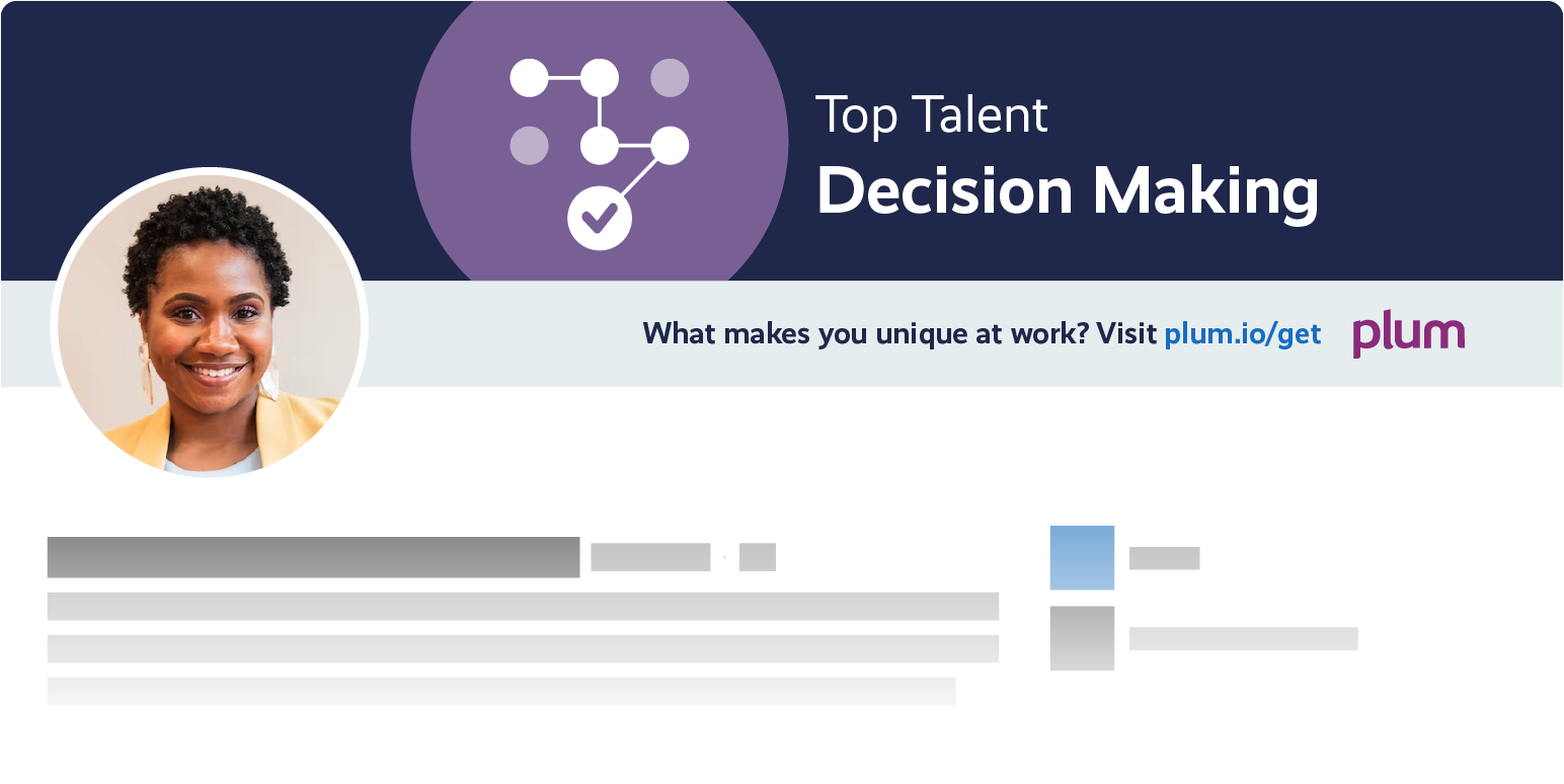 Plum Decision Making LinkedIn banner.