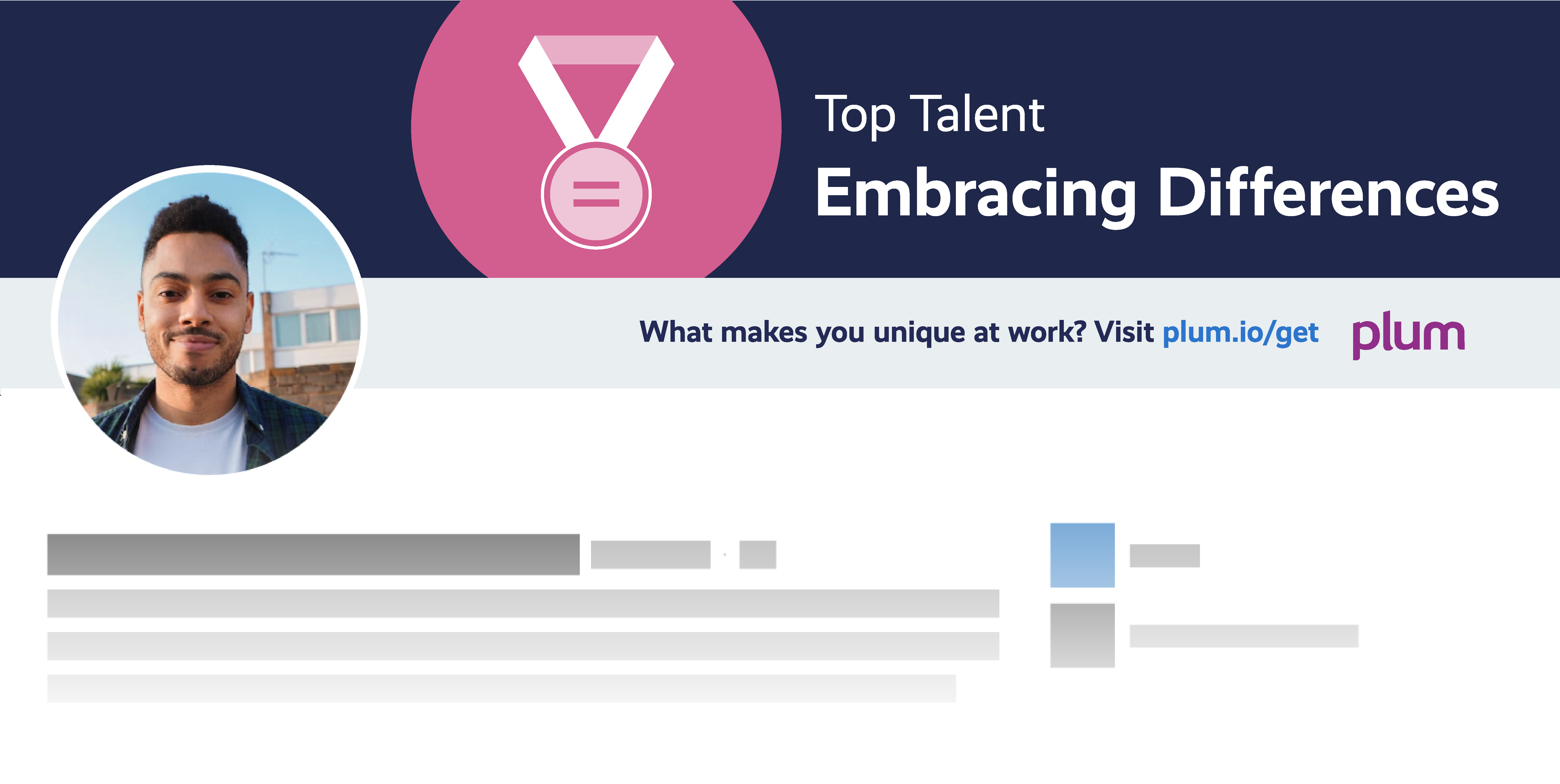 Plum Embracing Differences LinkedIn banner.