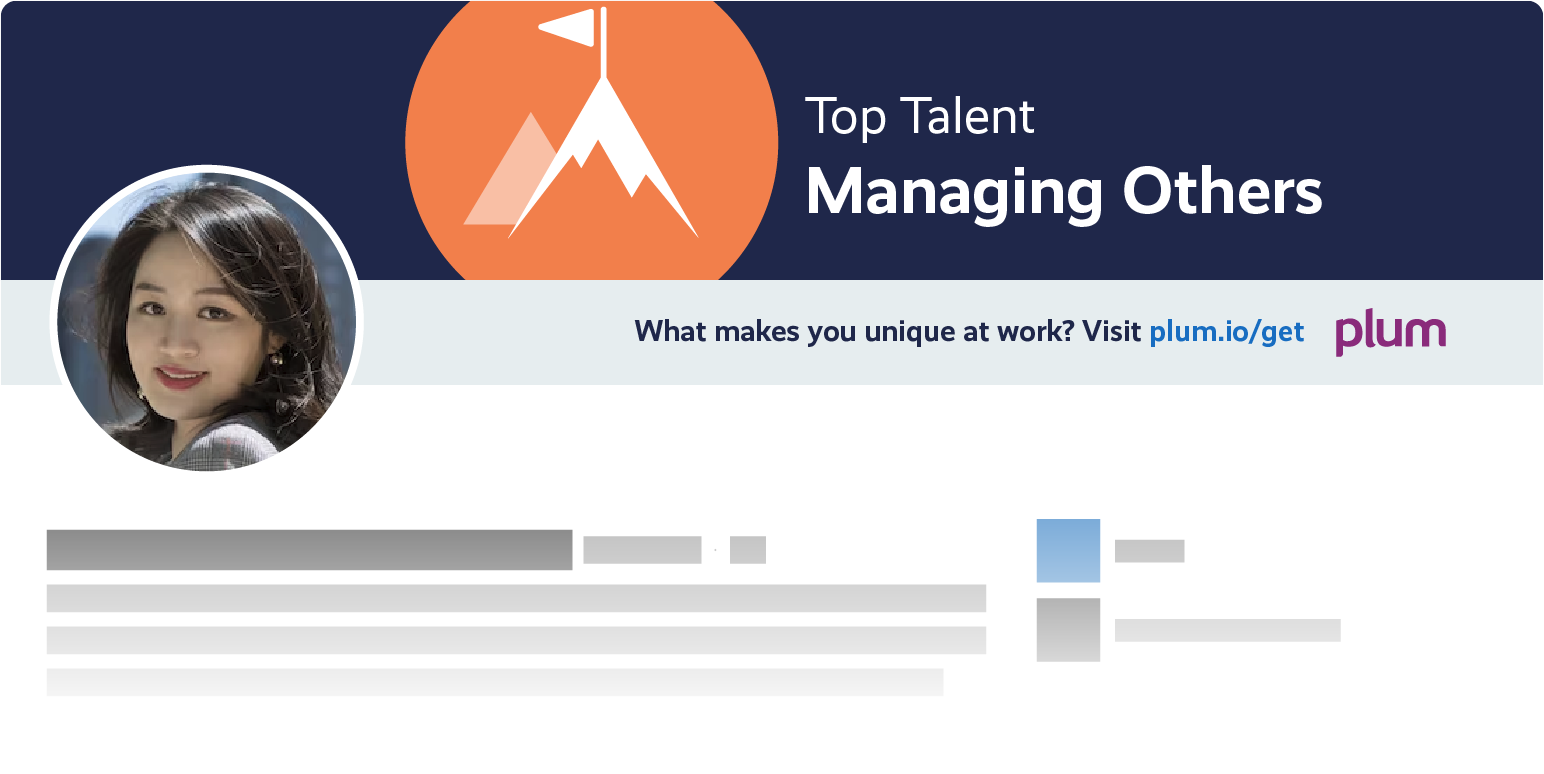 Plum Managing Others LinkedIn banner.