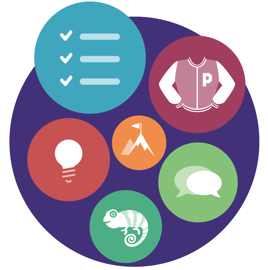 Visual of several Plum Soft Skill Talents of which we assess, like Adaptation, Communication, and Innovation.