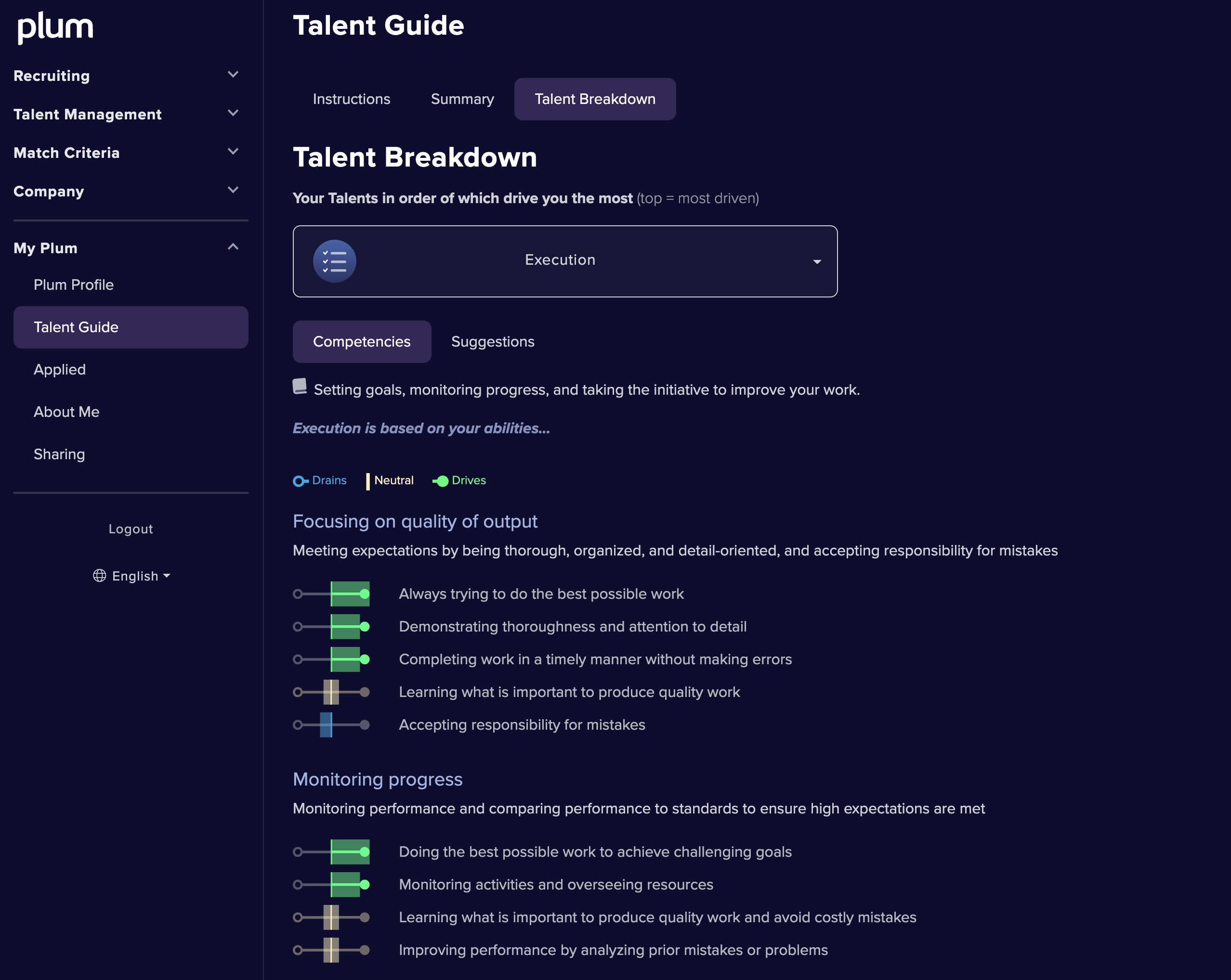 Plum Talent Guide screenshot